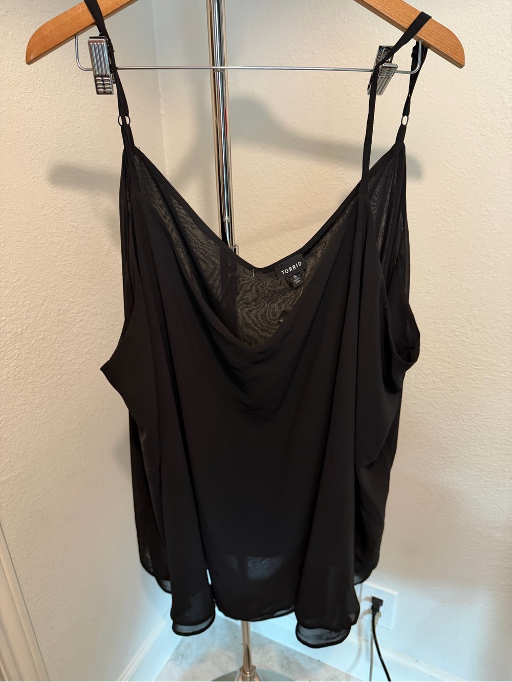 torrid Black Draped Cami with Adjustable Straps